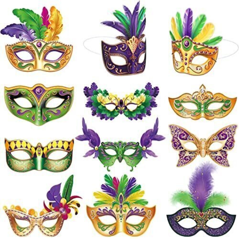 1253 24 Pcs Mardi Gras Masks Bulk Masquerade Venetian Costume Mask